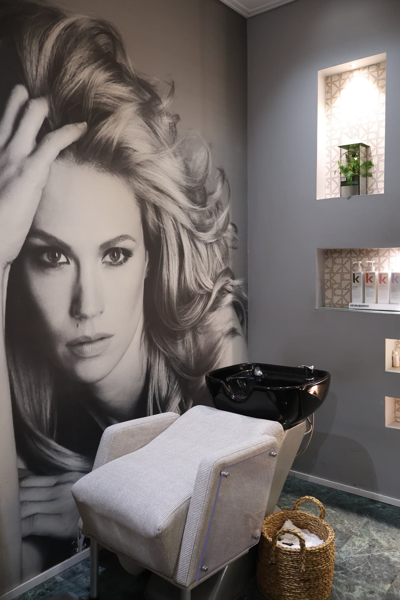 The Kate Style wash basin and retail shelves