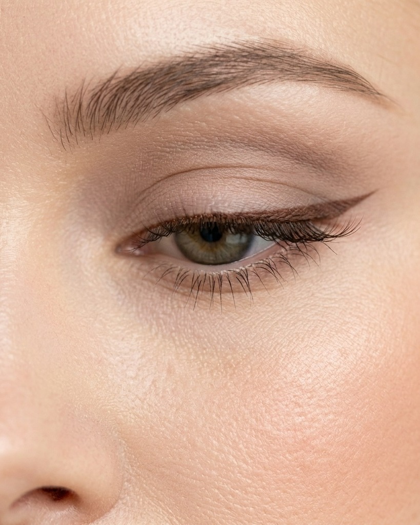 Close-up of a natural lash and brow treatment
